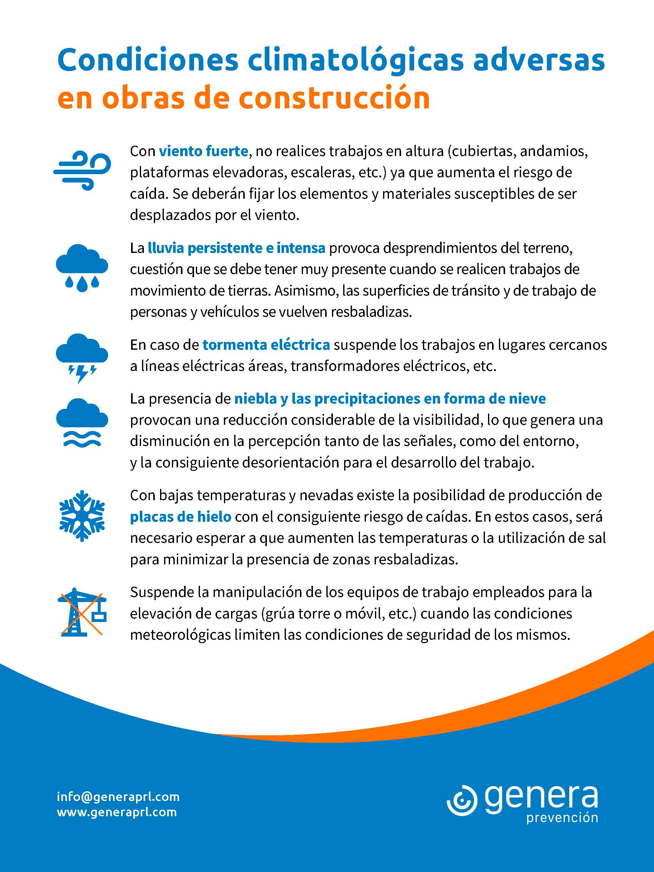 Cartel de condiciones climatológicas adversas