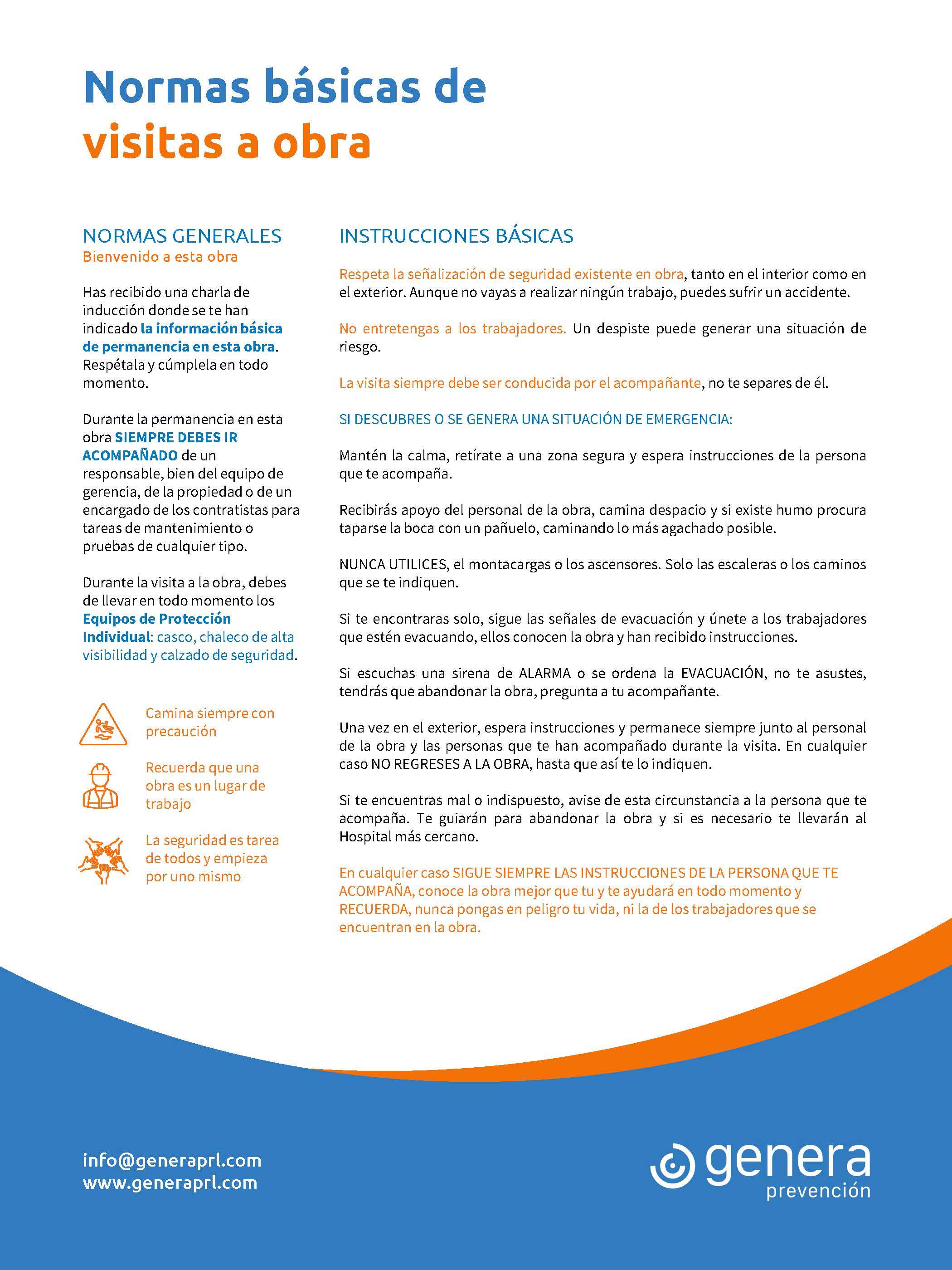 Normas básicas de visitas a obra